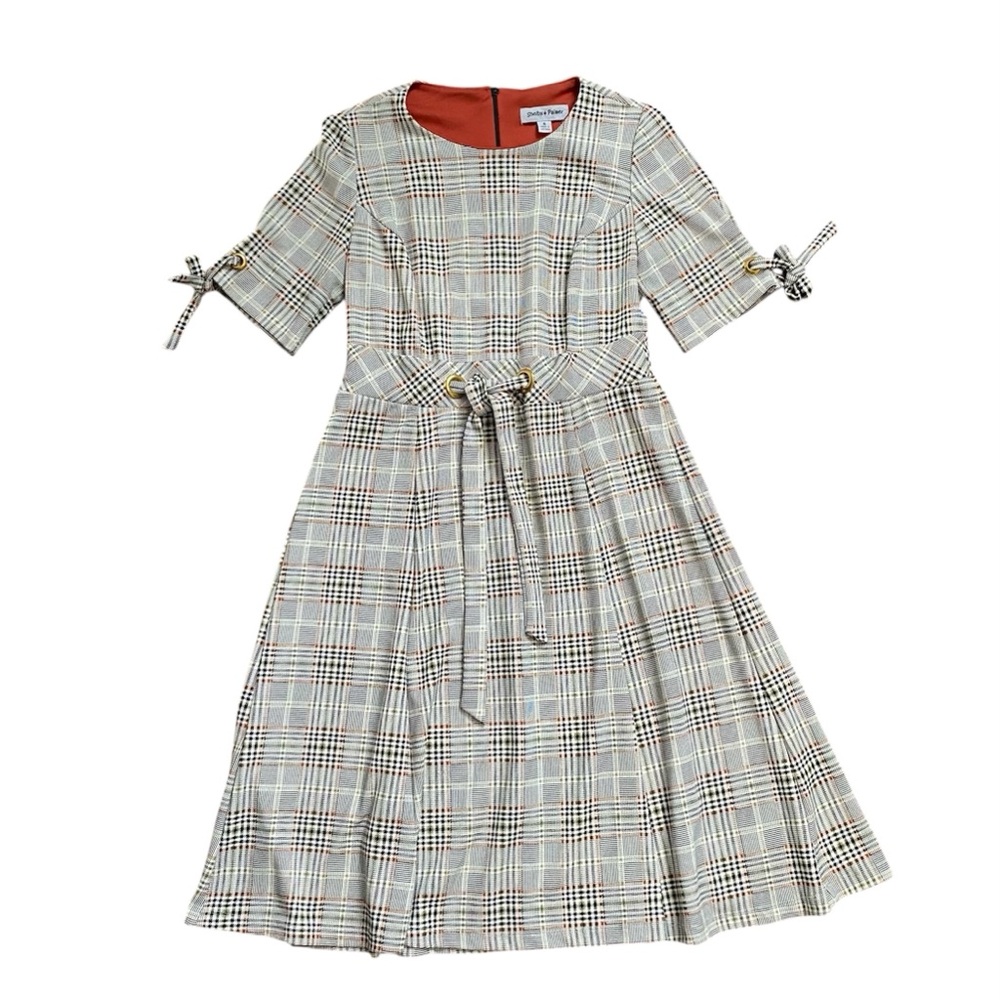 Shelby & Palmer Plaid Midi Dress with Rust Lining